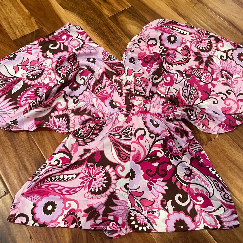 Floral Pink and Brown Kimono Dress